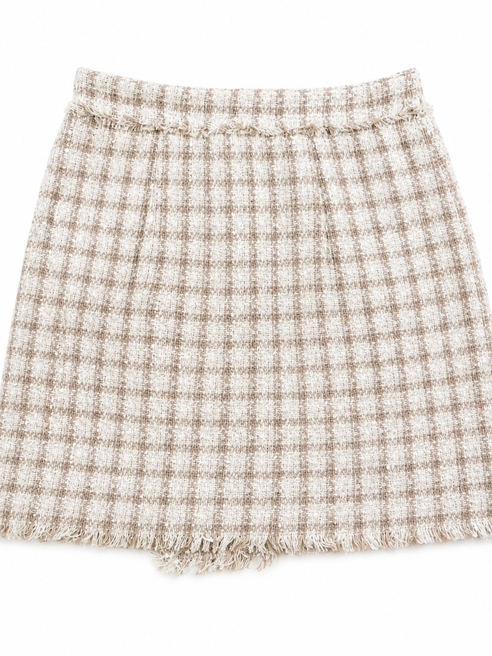 Blu Pepper Tweed Mini Skort Pearl Buttons Fringe Hem Size Small - Picture 3 of 11